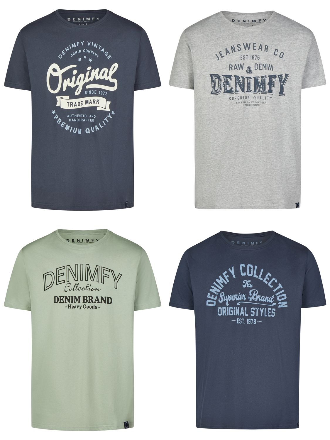 DENIMFY Tshirt Herren Baumwolle Regular Fit DFNuri 4er Pack Set