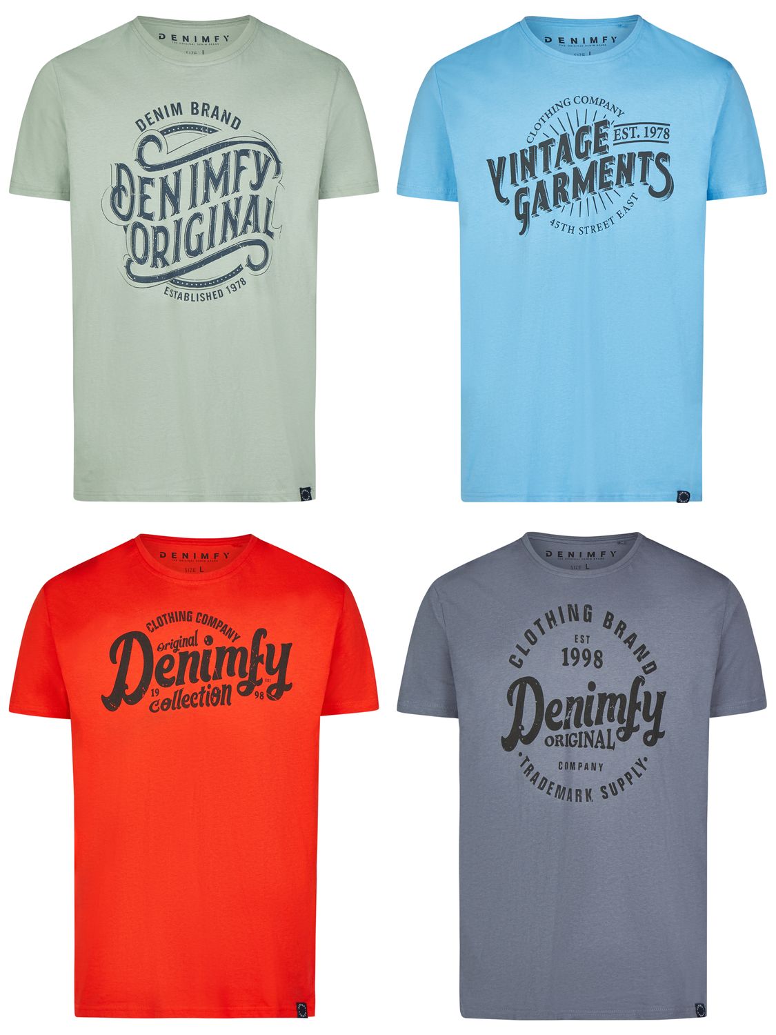 DENIMFY Tshirt Herren Baumwolle Regular Fit DFNuri 4er Pack Set günstig online kaufen