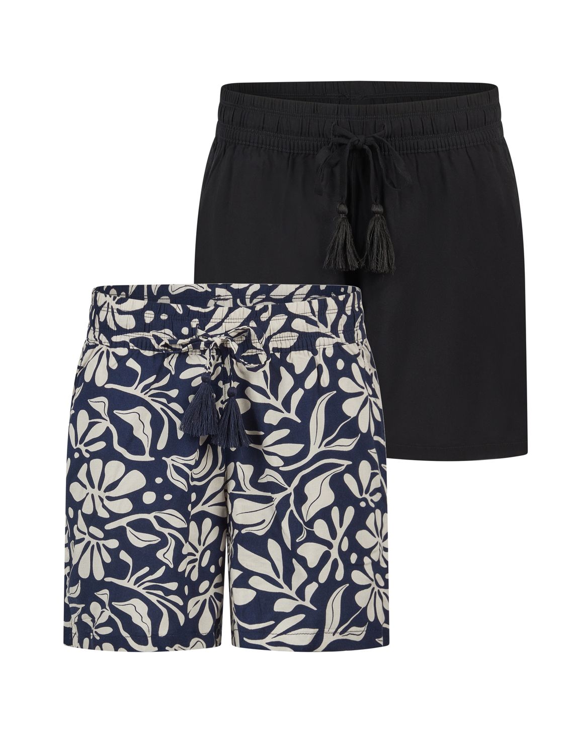 DENIMFY Kurze Hose Damen Sommer leichte Shorts mit Gummizug Regular Fit DFLia 2er Pack Set