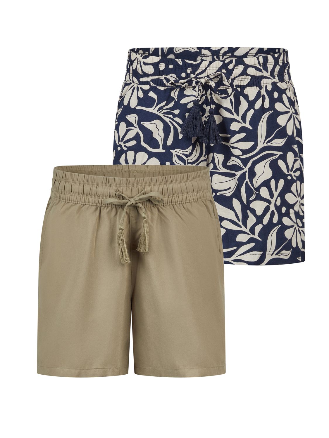 DENIMFY Kurze Hose Damen Sommer leichte Shorts mit Gummizug Regular Fit DFLia 2er Pack Set