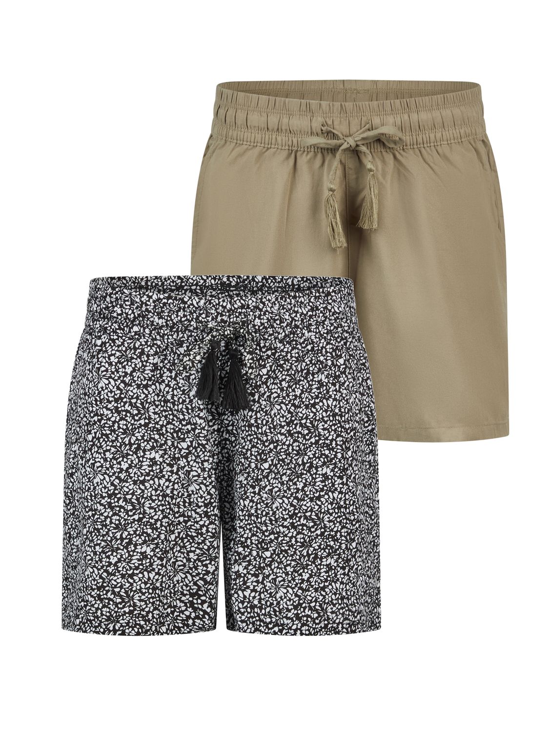 DENIMFY Kurze Hose Damen Sommer leichte Shorts mit Gummizug Regular Fit DFLia 2er Pack Set