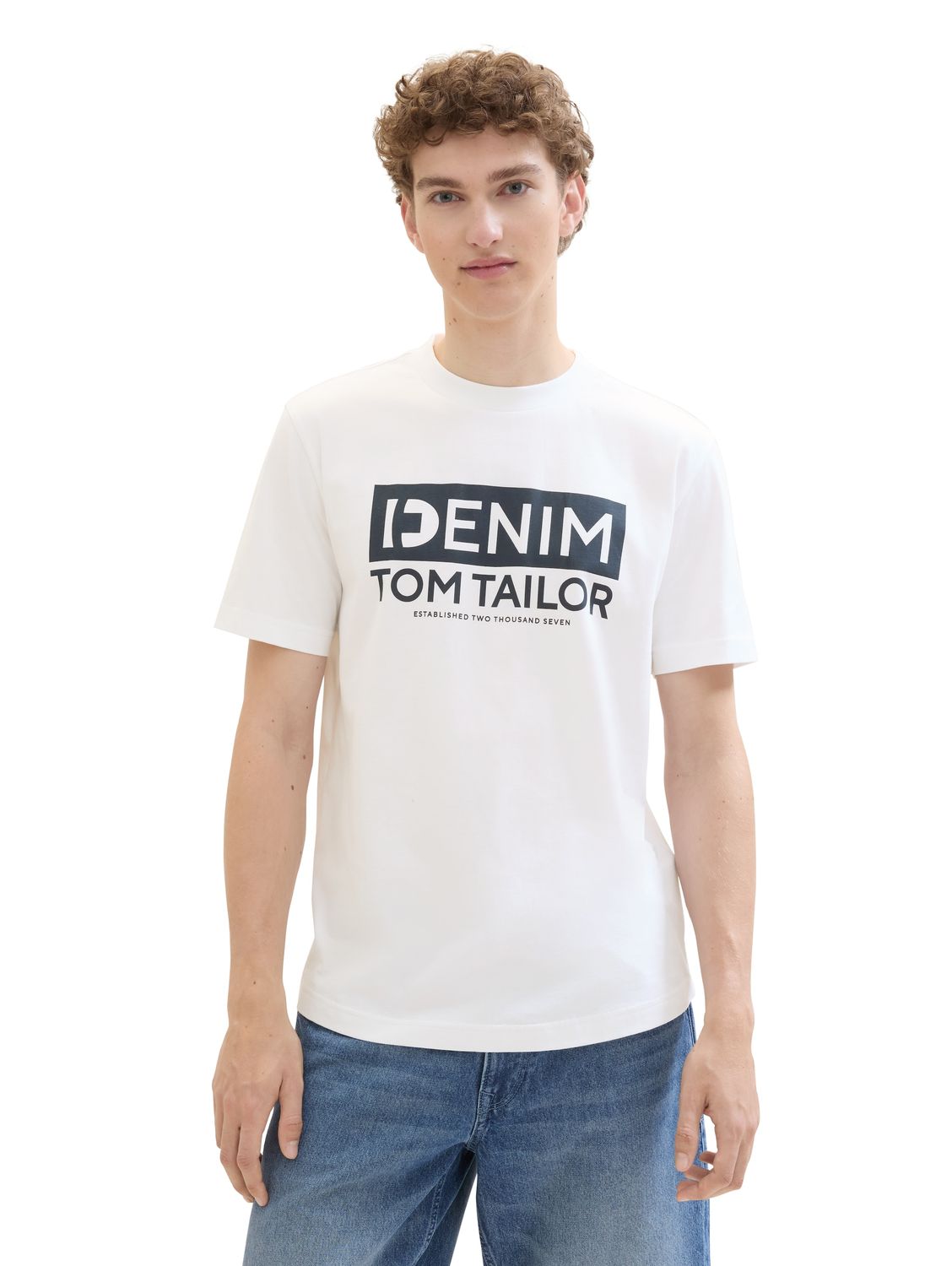 Tom Tailor Denim Herren T-Shirt ROUNDED HEM - Regular Fit