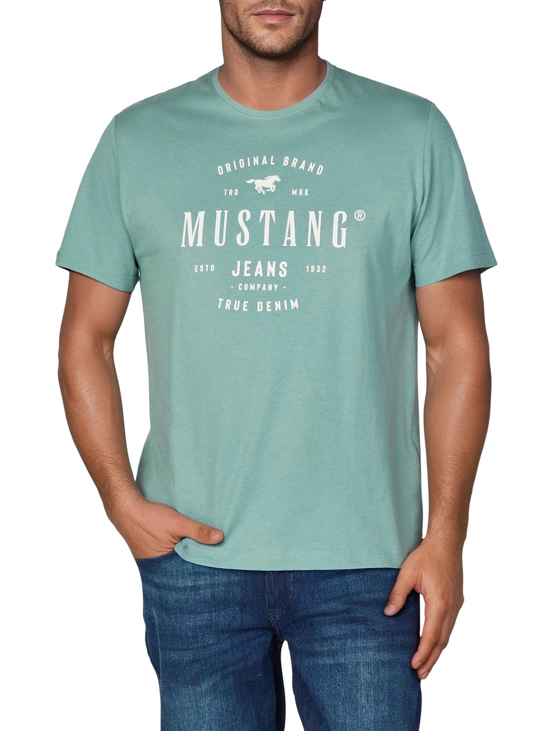MUSTANG Tshirt Herren Regular Fit Rundhals Kurzarm Sommer Logoprint Baumwolle 4490₽