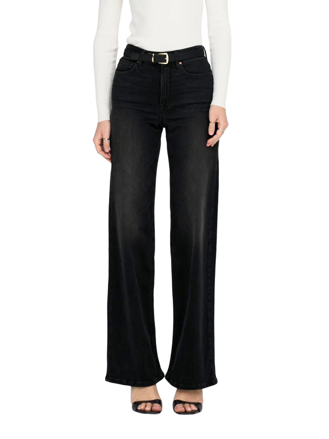 Only Damen Jeans ONLMADISON BLUSH HW WIDE Schwarz - Washed Black