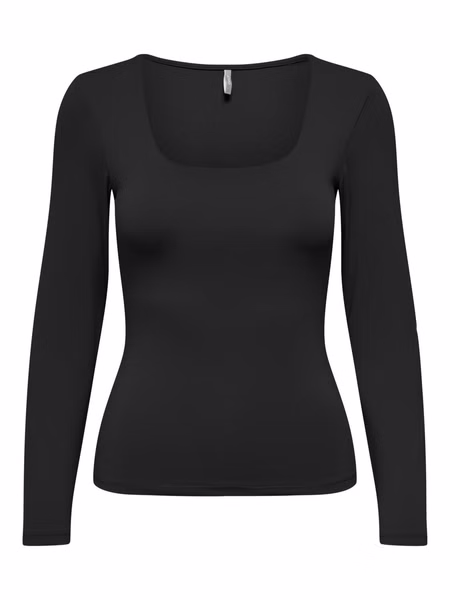 Only Damen Langarm-Shirt ONLEA L/S 2-WAY DEEP NECK - Regular Fit