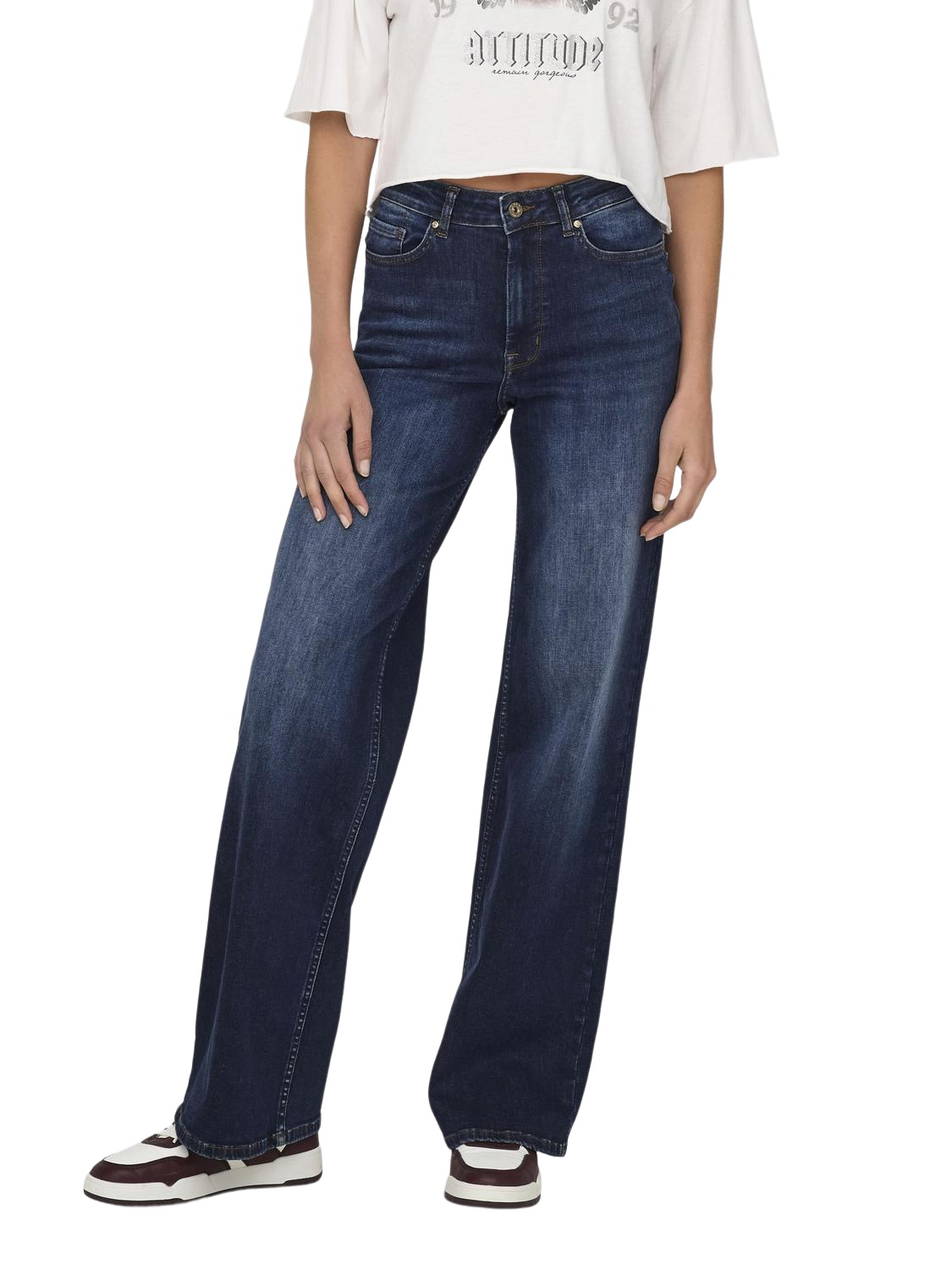 Only Damen Jeans ONLMADISON BLUSH HW WIDE REA081 Wide Fit - Blau - Dark Blue Denim