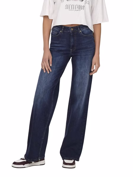 Only Damen Jeans ONLMADISON BLUSH HW WIDE REA081 Wide Fit - Blau - Dark Blue Denim Only Damen Jeans ONLMADISON BLUSH HW WIDE REA081 Wide Fit - Blau - Dark Blue Denim