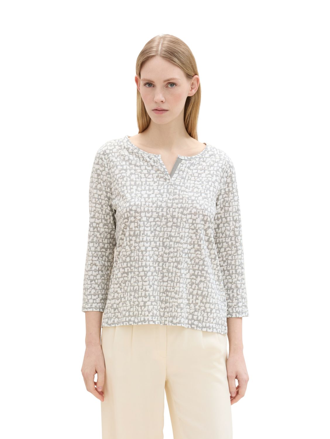 Tom Tailor Damen Langarm-Shirt HENLEY - Regular Fit