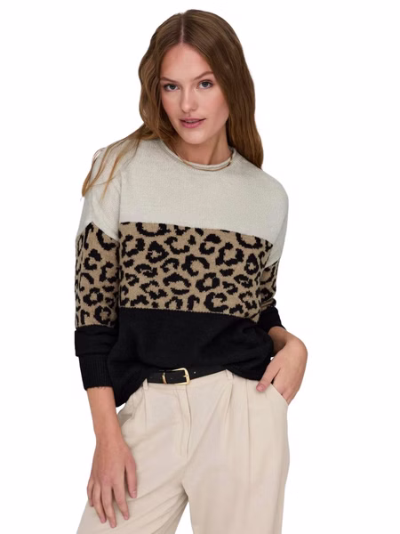 Only Damen Rundhals Strickpullover ONLJADE ANIMAL - Regular Fit Only Damen Rundhals Strickpullover ONLJADE ANIMAL - Regular Fit