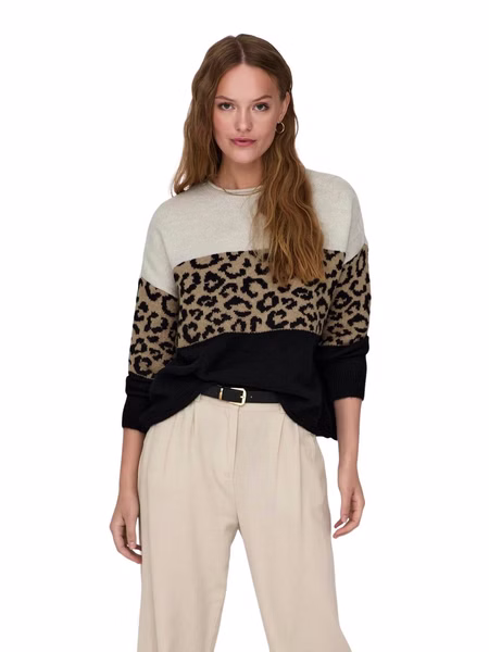 Only Damen Rundhals Strickpullover ONLJADE ANIMAL - Regular Fit Only Damen Rundhals Strickpullover ONLJADE ANIMAL - Regular Fit