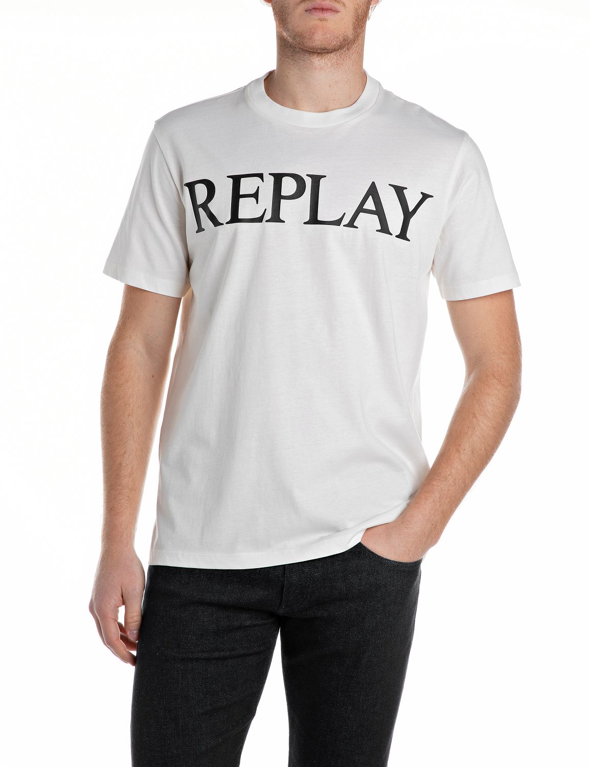 Replay Herren Rundhals T-Shirt BASIC JERSEY BIG 30/1 Regular Fit