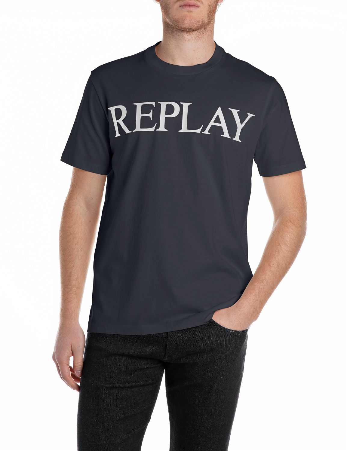 Replay Herren Rundhals T-Shirt BASIC JERSEY BIG 30/1 Regular Fit