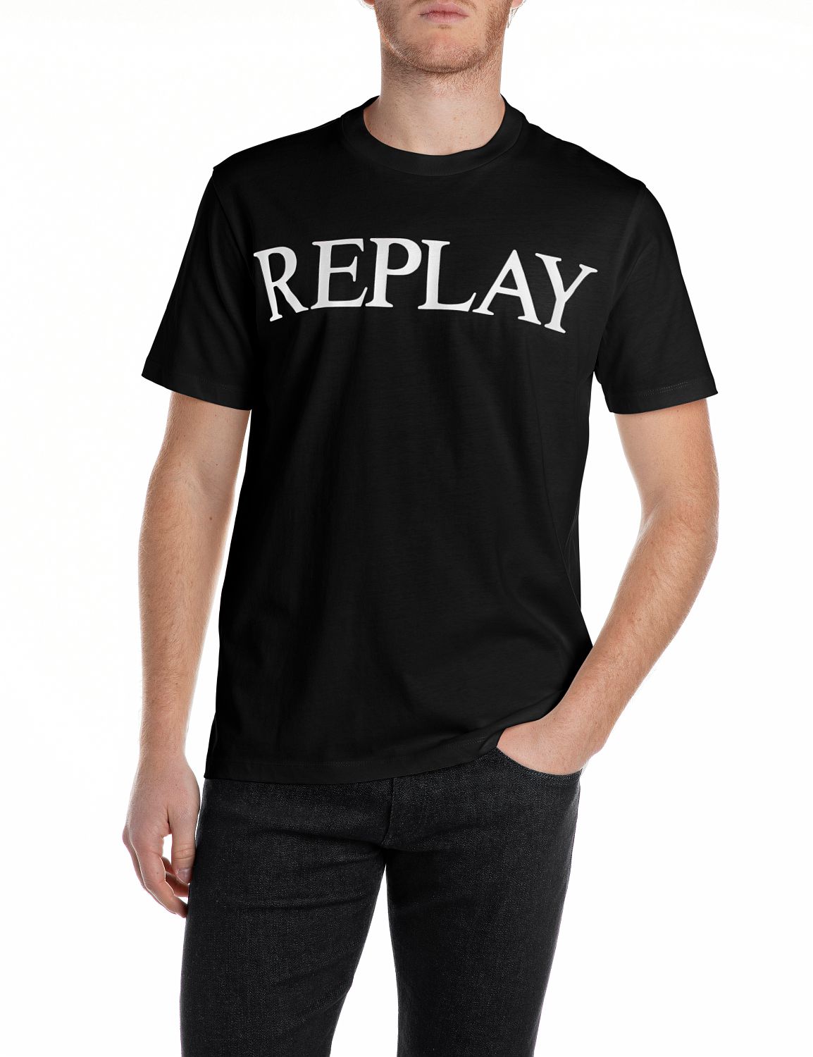 Replay Herren Rundhals T-Shirt BASIC JERSEY BIG 30/1 Regular Fit