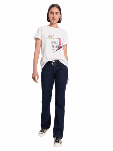 Cross Jeans Damen Jeans LAUREN - Bootcut  - Blau - Dark Blue Used Cross Jeans Damen Jeans LAUREN - Bootcut  - Blau - Dark Blue Used