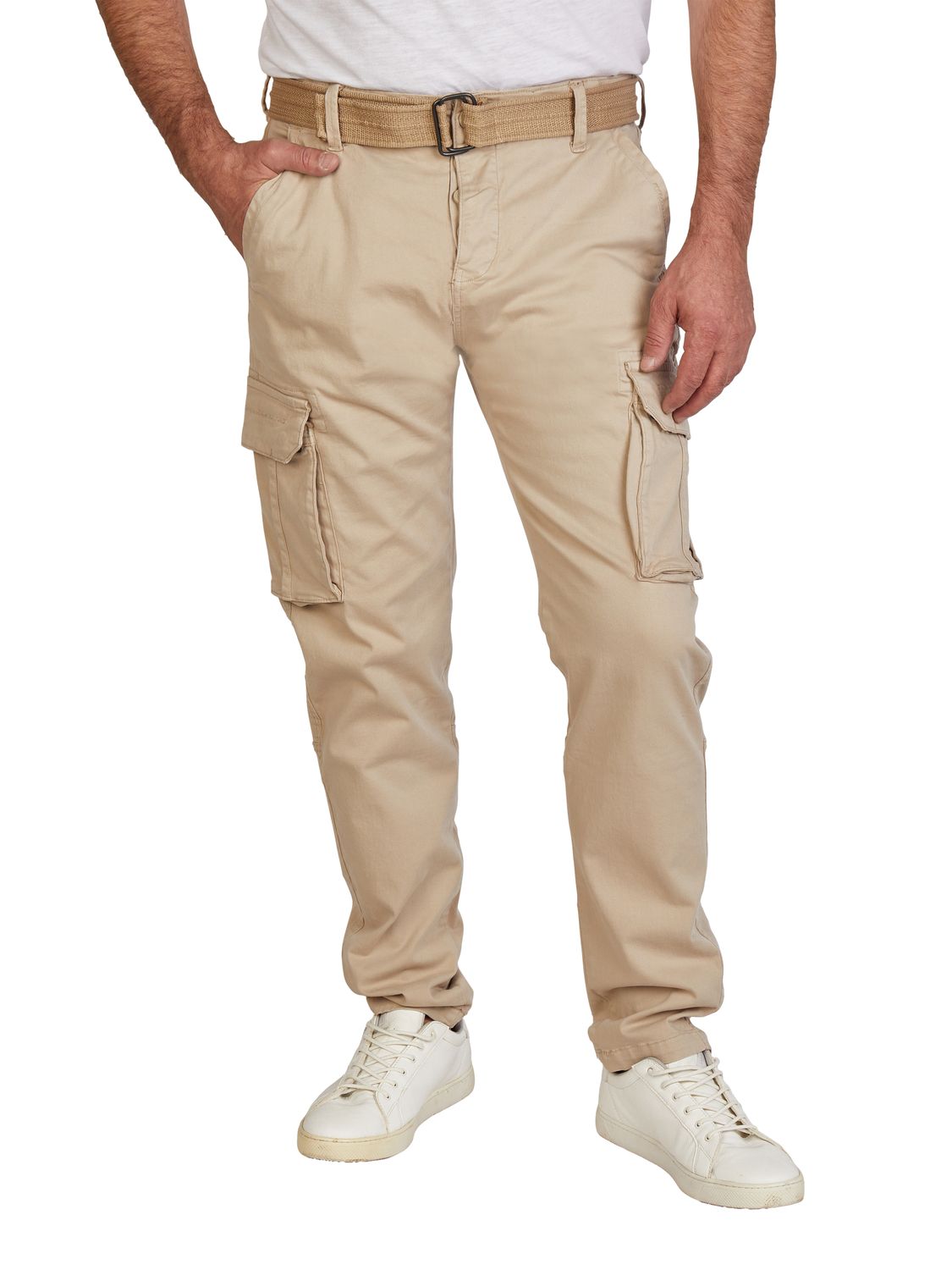 DENIMFY Cargohose Herren Stretch mit Gürtel DFLuke