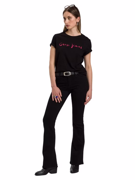 Cross Jeans Damen Jeans FAYE - Slim Flared  - Schwarz - Black Cross Jeans Damen Jeans FAYE - Slim Flared  - Schwarz - Black