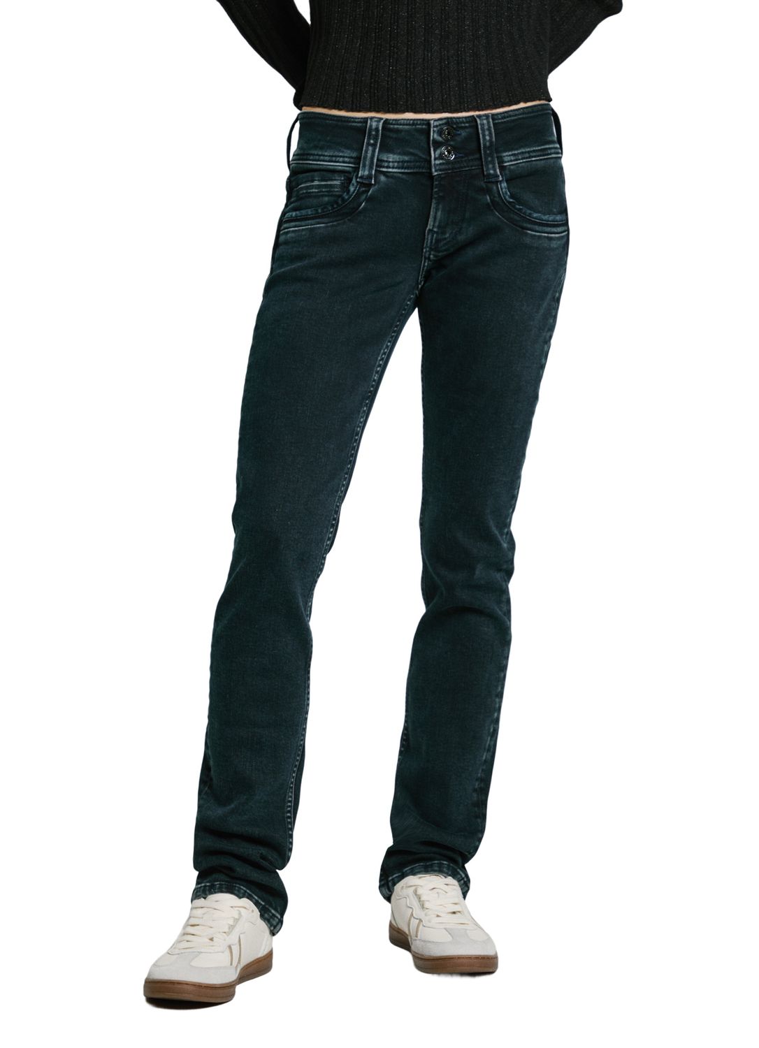 Pepe Jeans Damen Jeans SLIM JEANS MW ICONIC GEN - Slim Fit Blau - Dark Blue günstig online kaufen