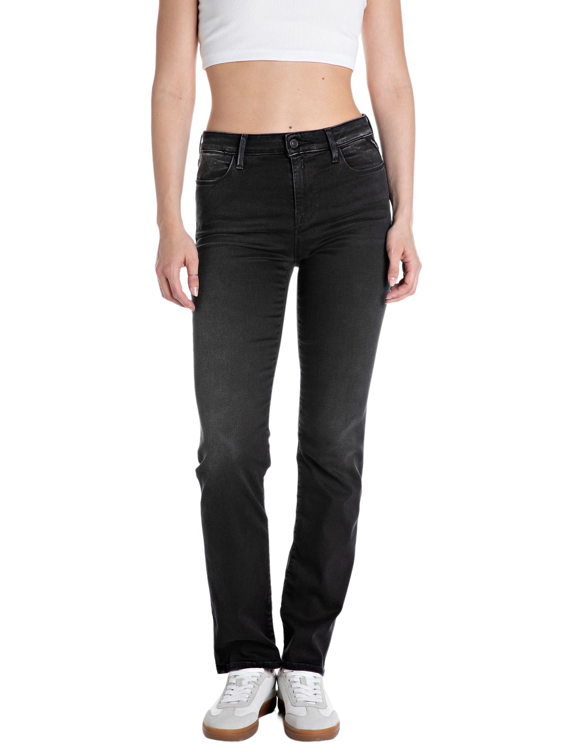 Replay Damen Jeans ZOLIE - Straight Fit - Schwarz - Black Denim