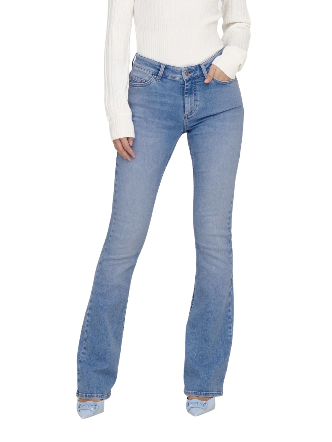 Only Damen Jeans ONLBLUSH MID FLARED TAI198 Blau - Special Bright Blue Deni günstig online kaufen