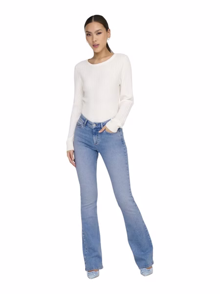 Only Damen Jeans ONLBLUSH MID FLARED TAI198 Blau - Special Bright Blue Denim Only Damen Jeans ONLBLUSH MID FLARED TAI198 Blau - Special Bright Blue Denim