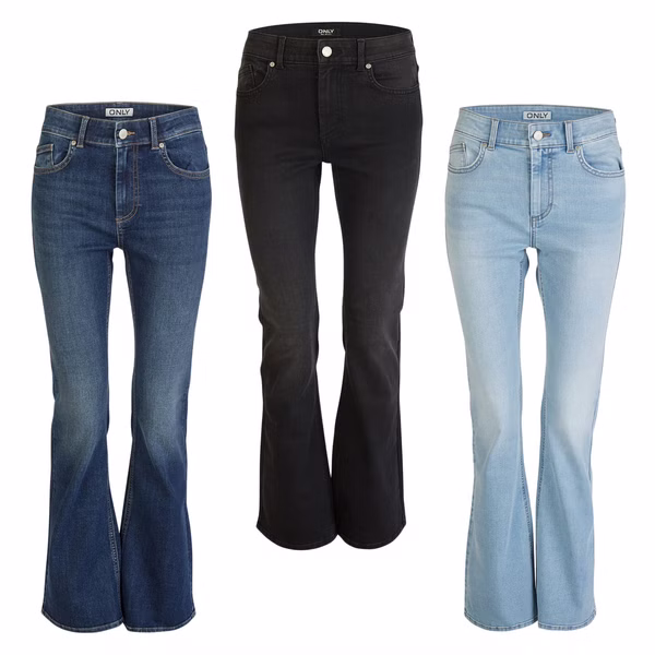 Only Jeans Damen Weites Bein Stretch Schlaghose Flared Fit ONLBLUSH Only Jeans Damen Weites Bein Stretch Schlaghose Flared Fit ONLBLUSH
