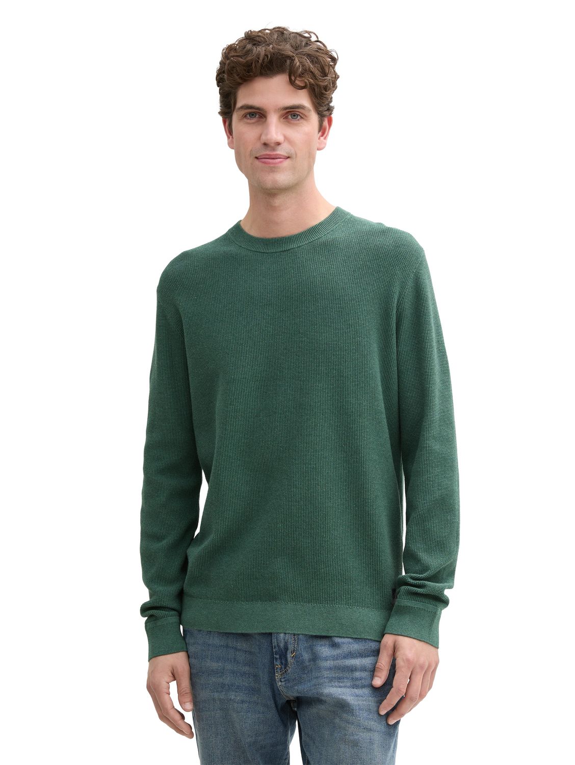 Tom Tailor Herren Rundhals Pullover STRUCTURED CREWNECK - Regular Fit