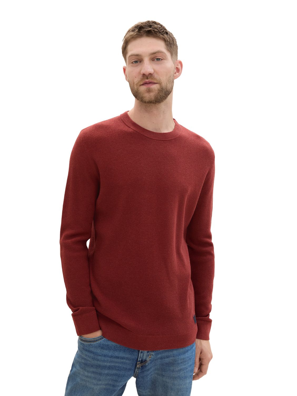 Tom Tailor Herren Rundhals Pullover STRUCTURED CREWNECK - Regular Fit