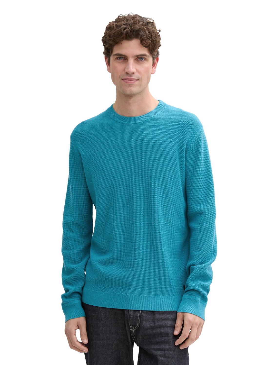 Tom Tailor Herren Rundhals Pullover STRUCTURED CREWNECK - Regular Fit günstig online kaufen