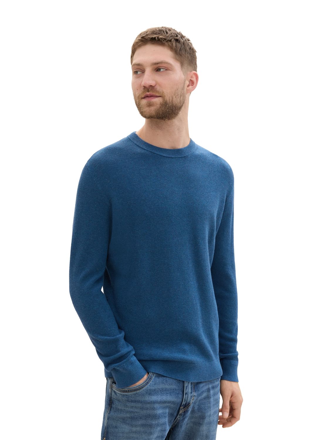 Tom Tailor Herren Rundhals Pullover STRUCTURED CREWNECK - Regular Fit