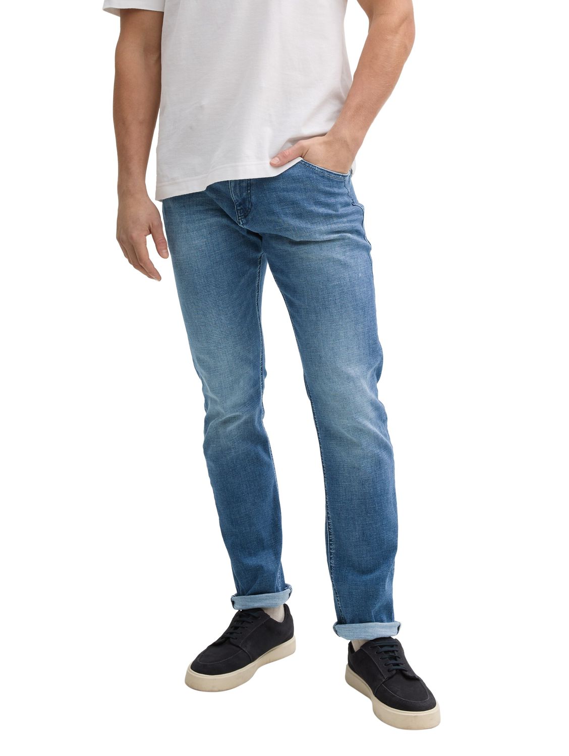 Tom Tailor Herren Jeans JOSH - Regular Slim Fit - Blau - Used Mid Stone Blu günstig online kaufen