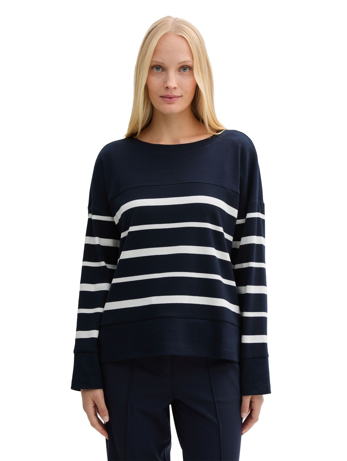 Tom Tailor Damen Langarm-Shirt IRREGULAR STRIPE - Regular Fit