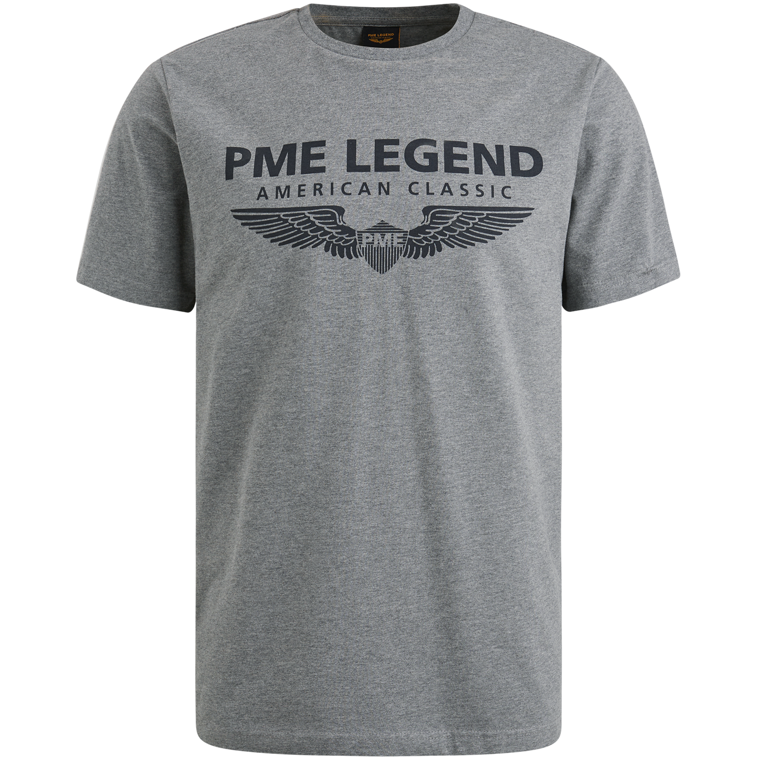 PME Legend Herren Rundhals T-Shirt R-NECK COTTON ELASTHAN LOGO - Regular Fit