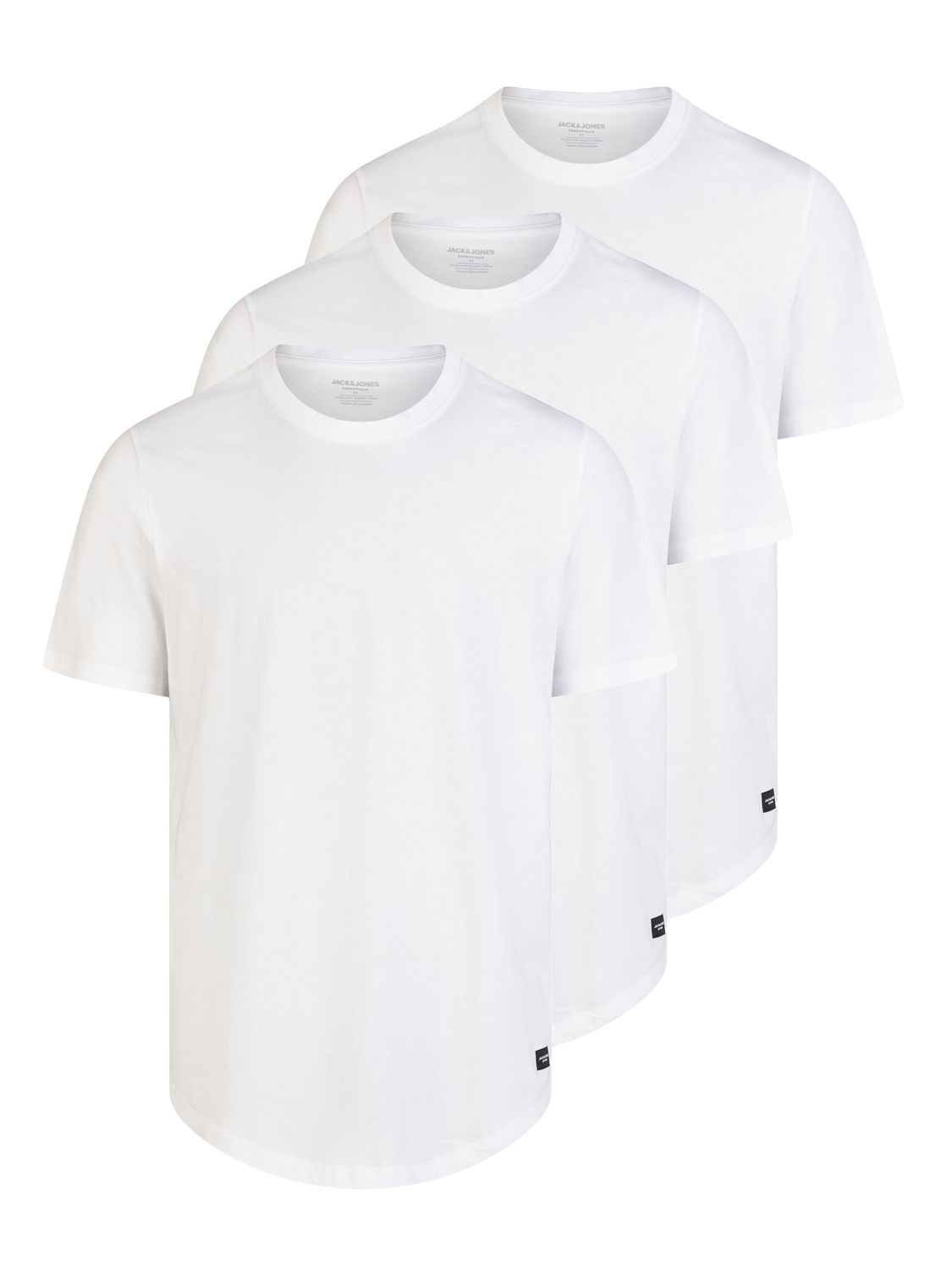 Jack & Jones Tshirt Herren lang geschnitten Set 100% Baumwolle Regular Fit JJENOA 3er Pack