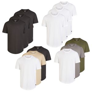 Jack & Jones Tshirt Herren lang geschnitten Set 100% Baumwolle Regular Fit JJENOA 3er Pack