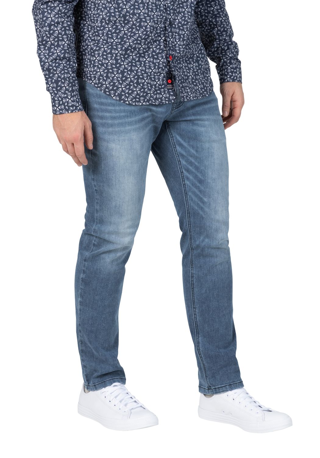 TIMEZONE Herren Jeans SLIM EDUARDOTZ Mid Waist - Slim Fit - Blau Grau