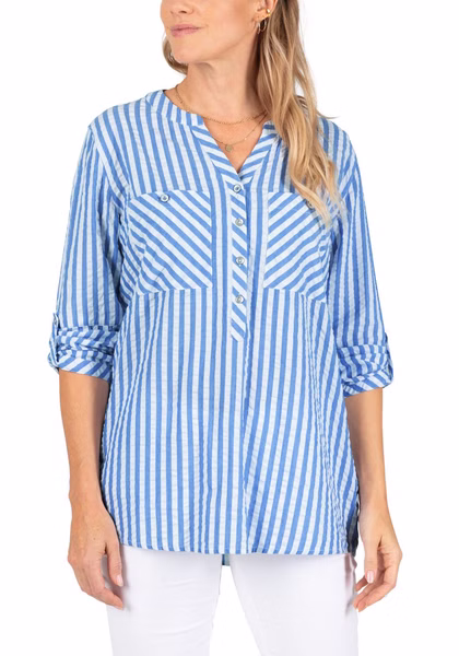 TIMEZONE Damen Bluse STRIPED HENLEY BLOUSE - Regular Fit Gestreift TIMEZONE Damen Bluse STRIPED HENLEY BLOUSE - Regular Fit Gestreift