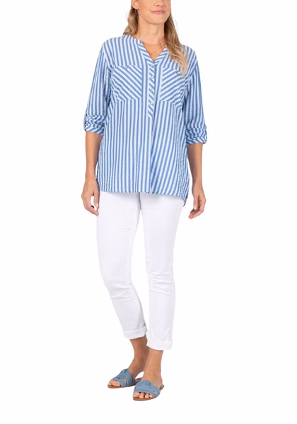 TIMEZONE Damen Bluse STRIPED HENLEY BLOUSE - Regular Fit Gestreift TIMEZONE Damen Bluse STRIPED HENLEY BLOUSE - Regular Fit Gestreift