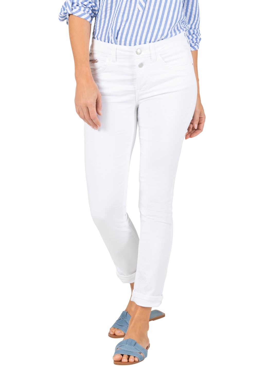 TIMEZONE 7/8 Damen Jeans SLIM NALITZ 7/8 - Mid Waist - Slim Fit - Weiß günstig online kaufen