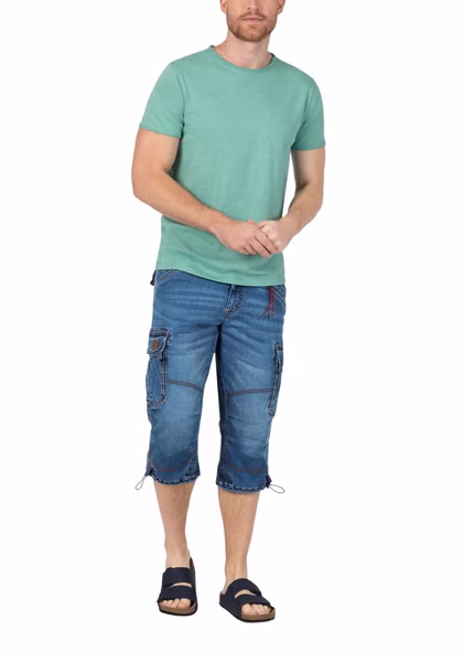 Timezone Herren 3/4 Cargo Jeans LOOSE MILESTZ SHORT Mid Waist Loose Fit - Blau Timezone Herren 3/4 Cargo Jeans LOOSE MILESTZ SHORT Mid Waist Loose Fit - Blau