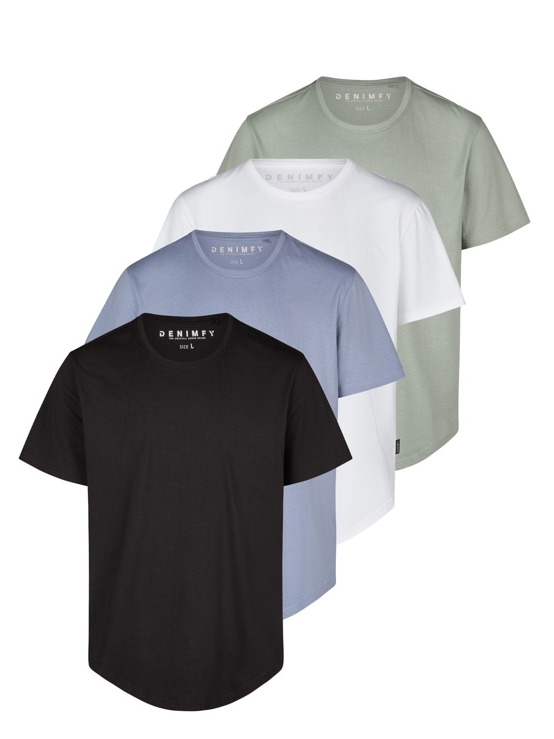 DENIMFY Tshirt Herren lang geschnitten Set 100% Baumwolle Regular Fit DFPac günstig online kaufen