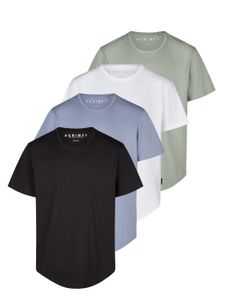 DENIMFY Tshirt Herren lang geschnitten Set 100% Baumwolle Regular Fit DFPaco 4er PackMehrfarbig