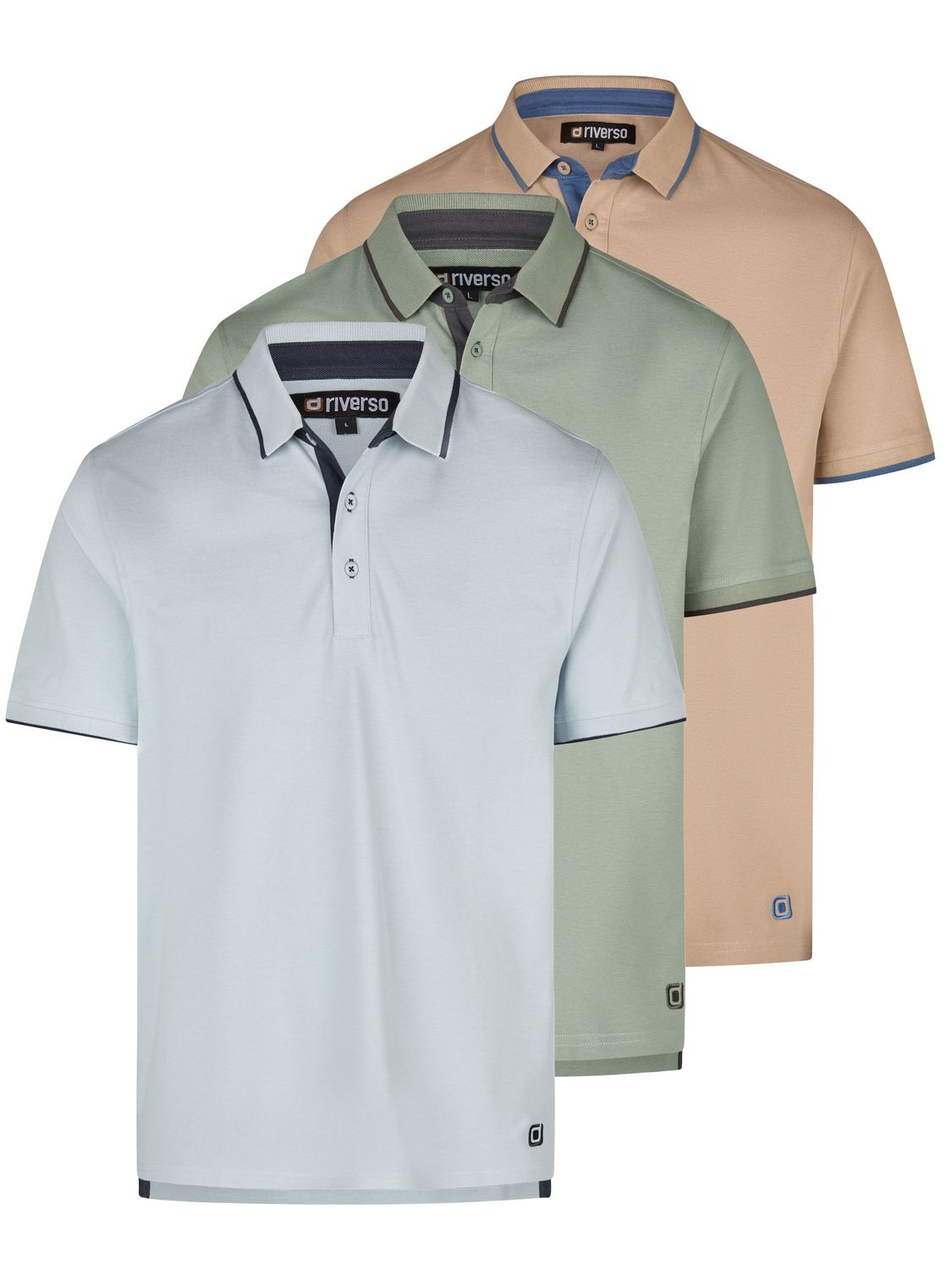 riverso Poloshirt Herren Kurzarm 3er Pack RIVLeano Regular Fit günstig online kaufen