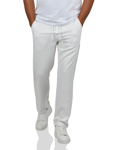 DENIMFY Leinenhose Herren lang Sommer Elastischer Bund Regular Fit DFDylan