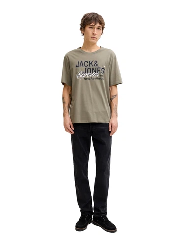 Jack & Jones Herren Rundhals T-Shirt JJELOGO TEE SS O-NECK 2 COL - Regular Fit