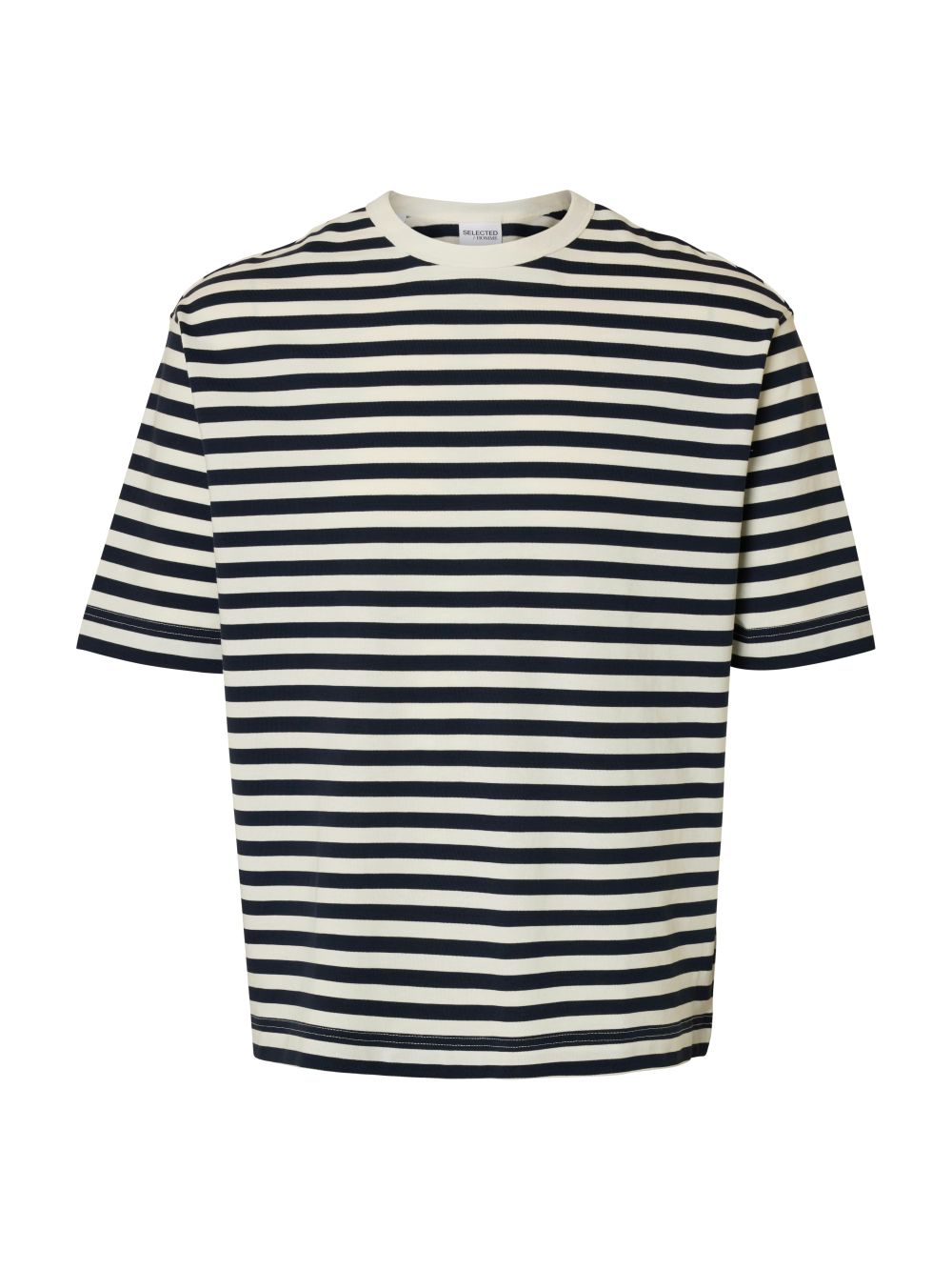 Selected Homme Herren Rundhals T-Shirt SLHRELAXDAN SS STRIPE - Relaxed Fit günstig online kaufen
