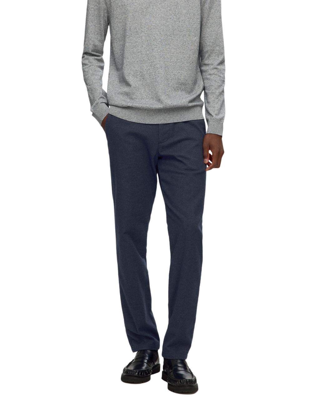 Thumbnail - Selected Homme Herren Chino Hose SLH175-SLIM MILES BRUSHED - Slim Fit Blau Grau