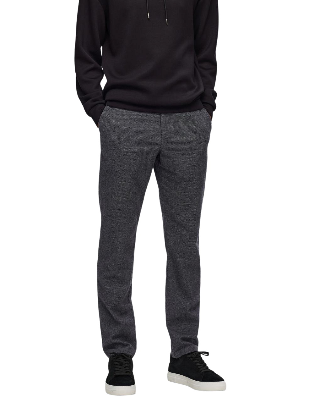 Selected Homme Herren Chino Hose SLH175-SLIM MILES BRUSHED - Slim Fit Blau Grau