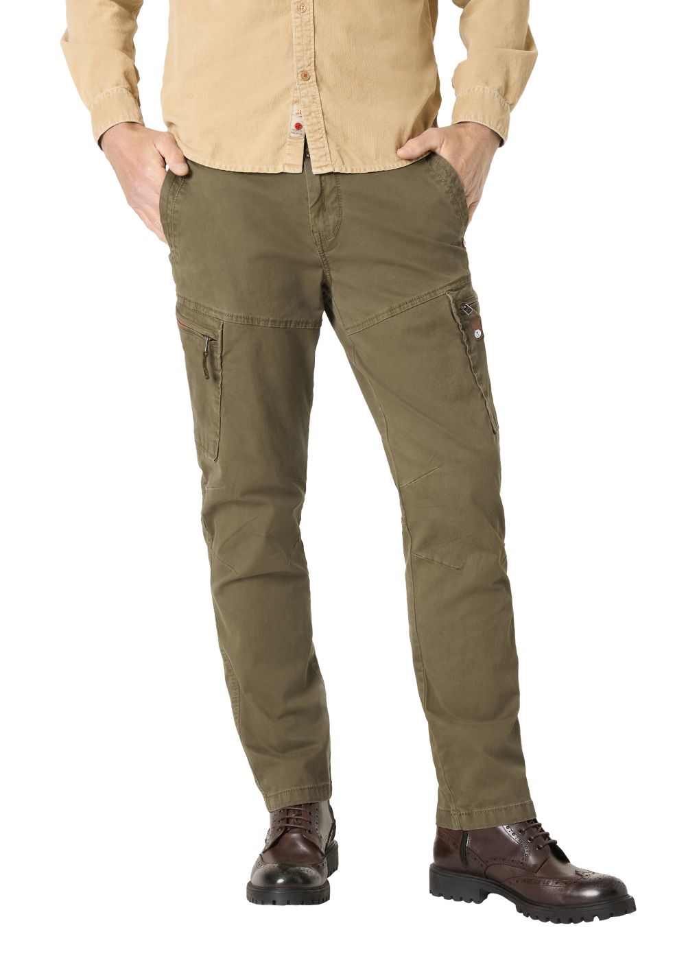 Timezone Herren Cargohose REGULAR LENNOXTZ - Mid Waist - Regular Fit - Beige Grau Grün