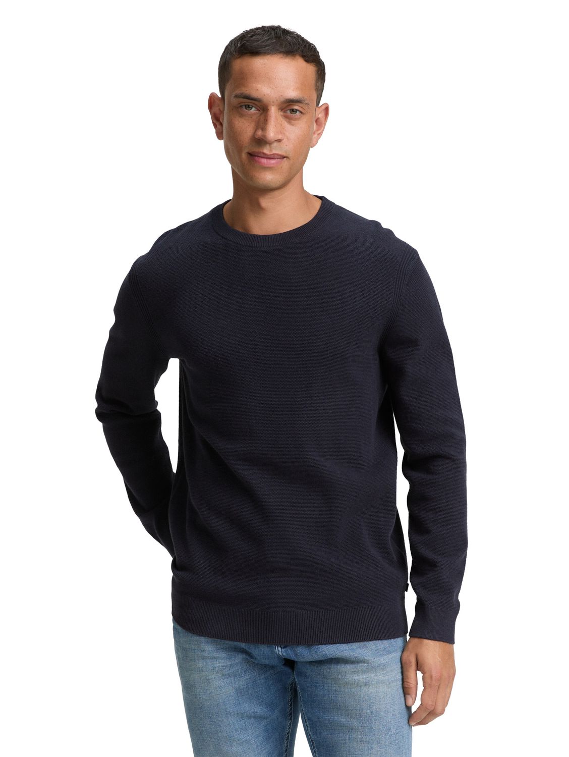 Tom Tailor Herren Rundhals Pullover STRUCTURED CREWNECK KNIT - Regular Fit
