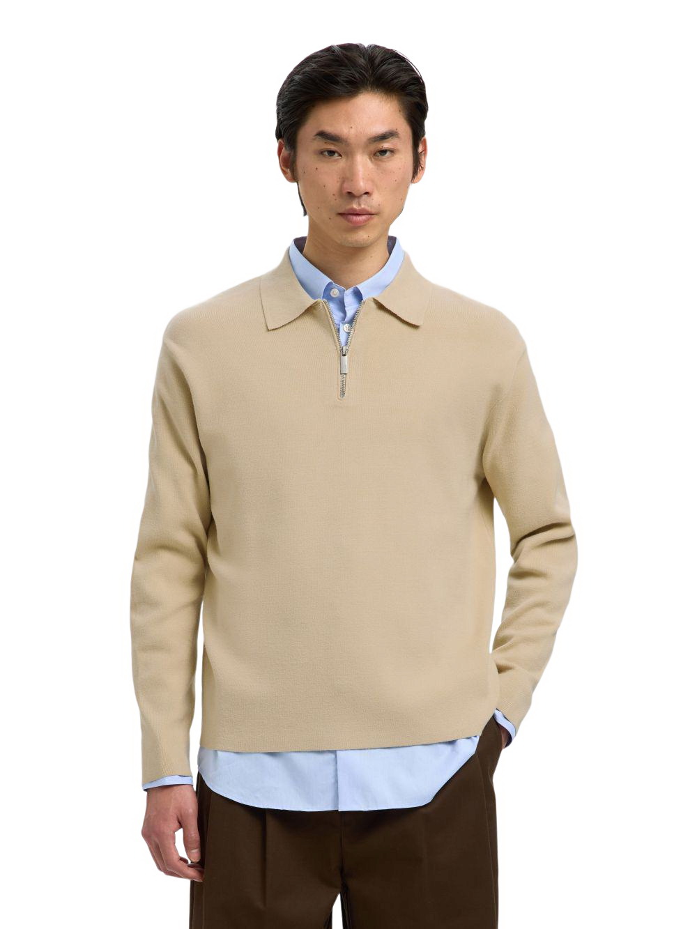 Selected Herren Pullover SLHTELLER FN RELAXED HALF ZIP POLO - Relaxed Fit günstig online kaufen